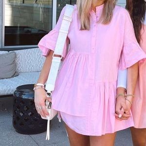 Petal & Pup Pink Asymmetrical Button Dress